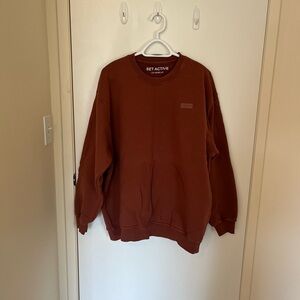 SET Active Rust Crewneck Sweater with Ribbed Cuffs